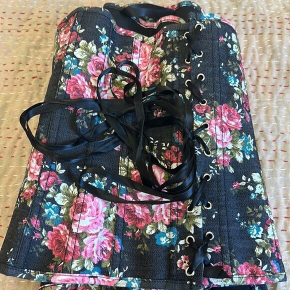 Floral Bustier for Women's Vintage Lace Up Back Body Shaper Corset Top 4XL - Picture 7 of 8